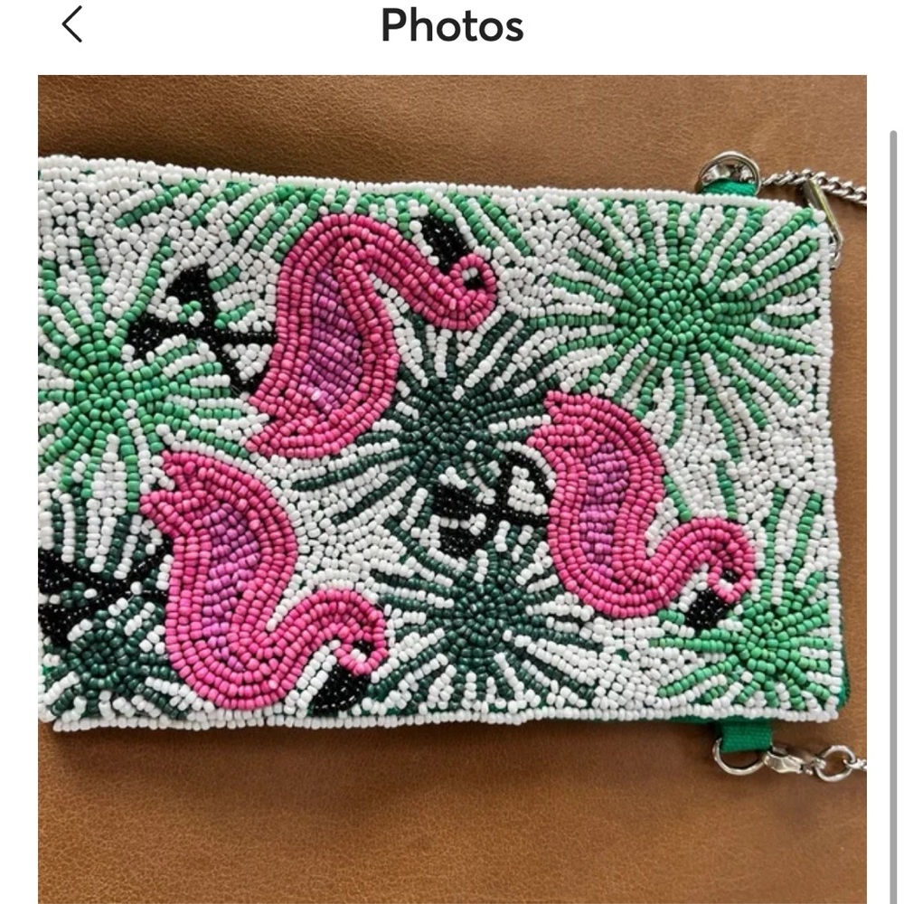Green and Pink Beaded Women's Bag